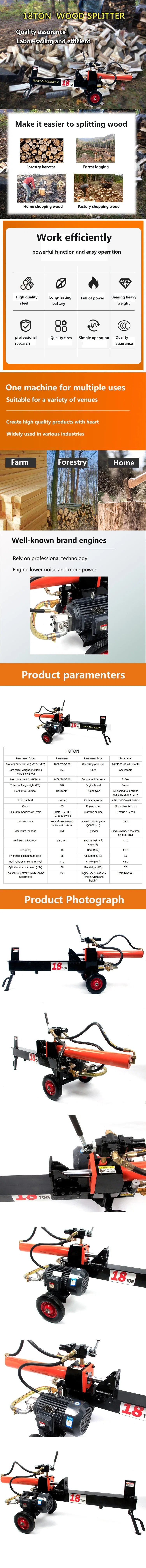 18 Ton China Woodworking Machine Kinetic Wood Splitter Wood Splitter Processor